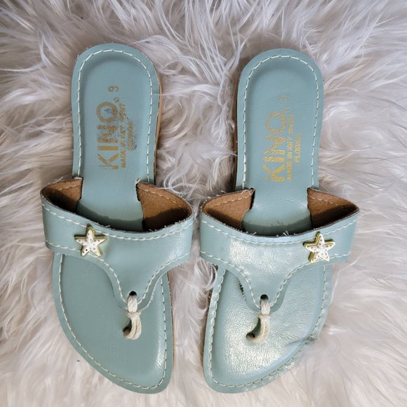 Kino Aqua Blue Starfish Sandals Size 9 - Picture 2 of 13